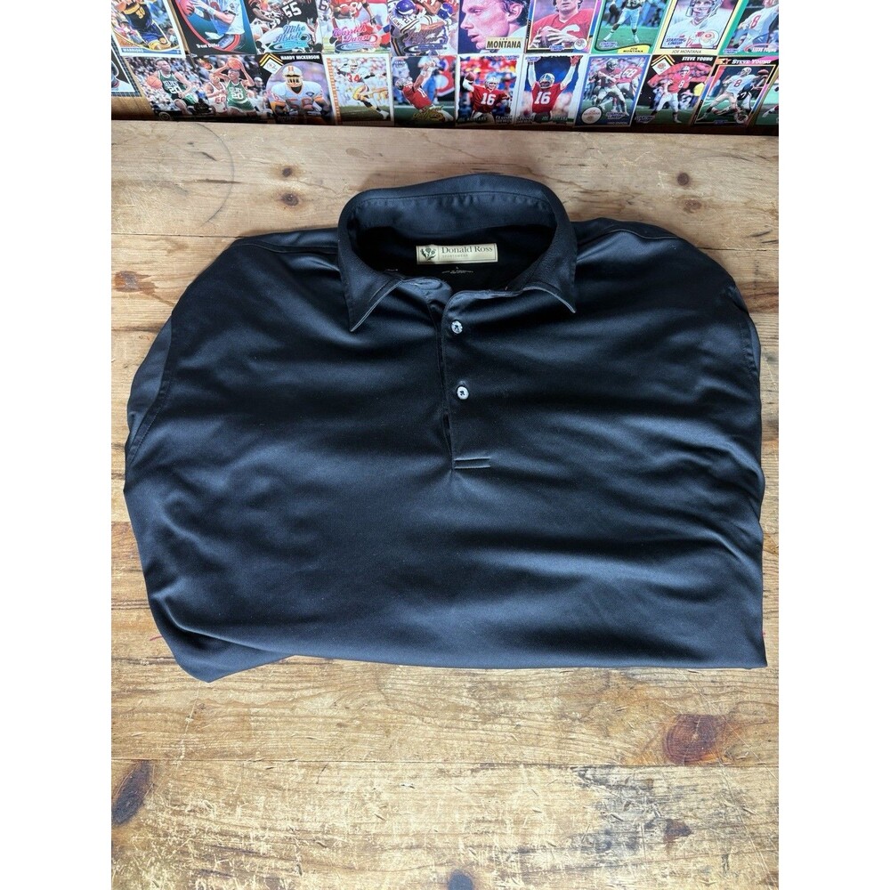 Donald Ross Long Sleeve Polo Shirt Mens Large Black Golf Performance Traditional